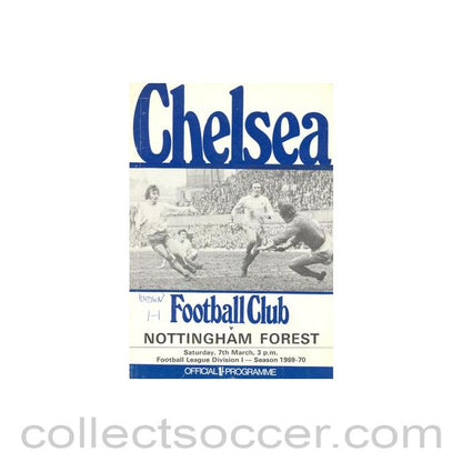 1970 - Chelsea v Nottingham Forest official programme 07/03/1970 Football League, token missing and hence half price