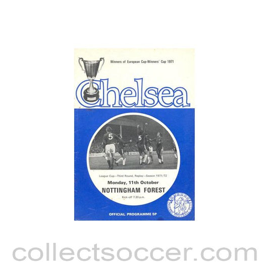 1971 - Chelsea v Nottingham Forest official programme 11/10/1971 Football League, token missing and hence half price
