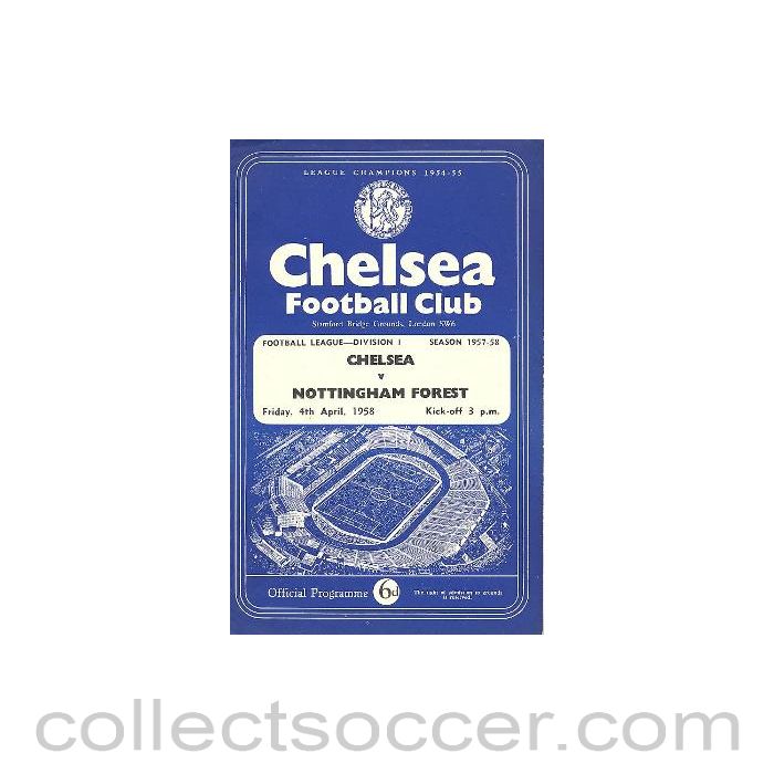 1958 - Chelsea v Nottingham Forest official programme 04/04/1958