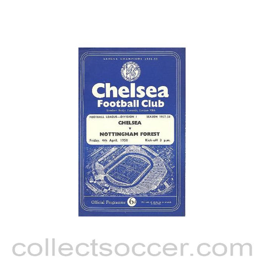 1958 - Chelsea v Nottingham Forest official programme 04/04/1958