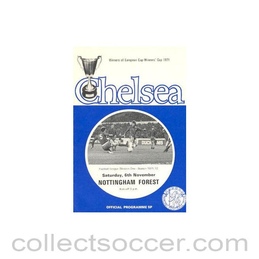 1971 - Chelsea v Nottingham Forest official programme 06/11/1971 Football League