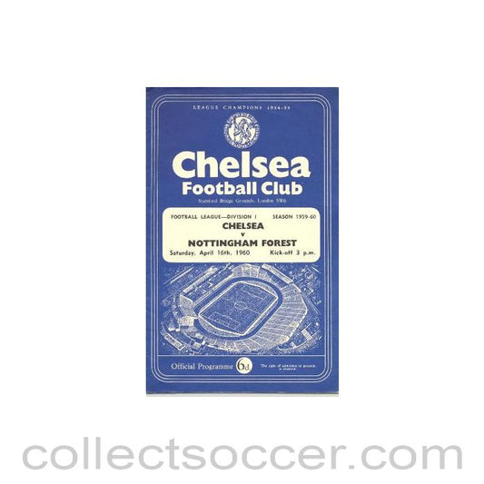 1960 - Chelsea v Nottingham Forest official programme 16/04/1960