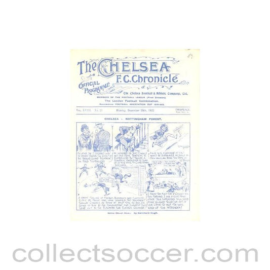 1922 - Chelsea v Nottingham Forest official programme 25/12/1922