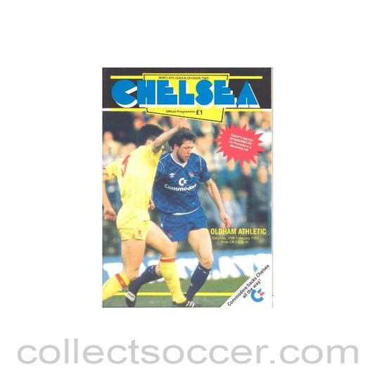 1989 - Chelsea v Oldham Athletic official programme 25/02/1989