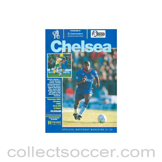 1993 - Chelsea v Oldham Athletic official programme 30/10/1993