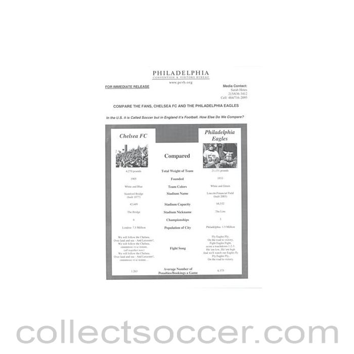 Philadelphia Eagles v Chelsea Compare the Fans sheet of a match played in Philadelphia, black & white