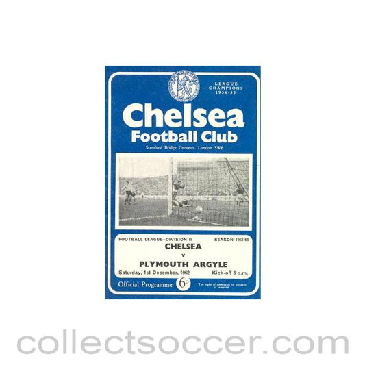 1962 - Chelsea v Plymouth Argyle official programme 01/12/1962