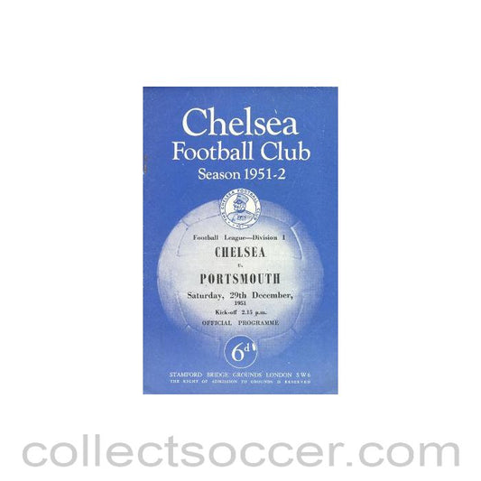 1951 - Chelsea v Portsmouth official programme 29/12/1951
