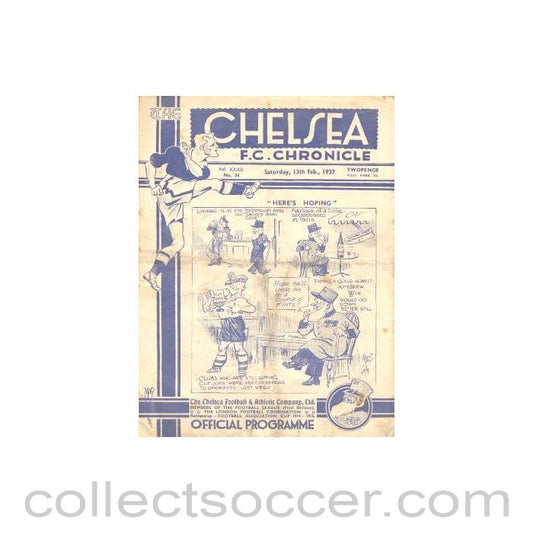 1937 - Chelsea v Preston North End official programme 13/02/1937