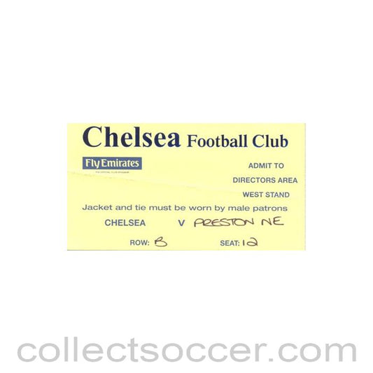 Chelsea v Preston North End Admit to Directors Area