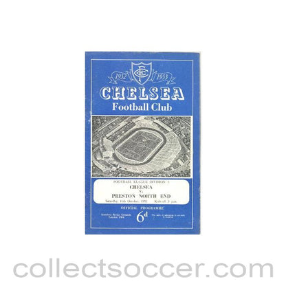 1952 - Chelsea v Preston North End official programme 11/10/1952