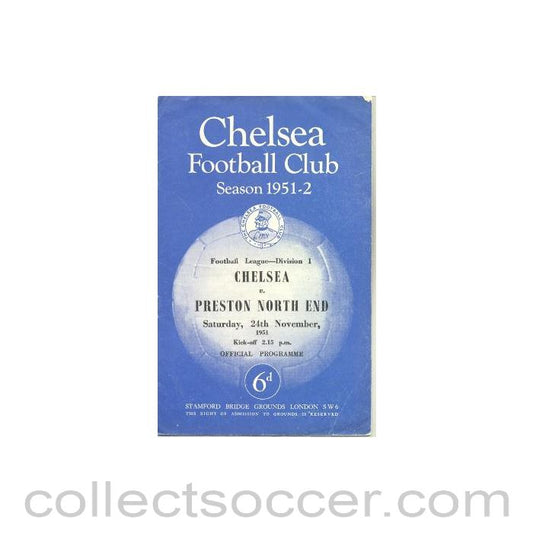 1951 - Chelsea v Preston North End official programme 24/11/1951