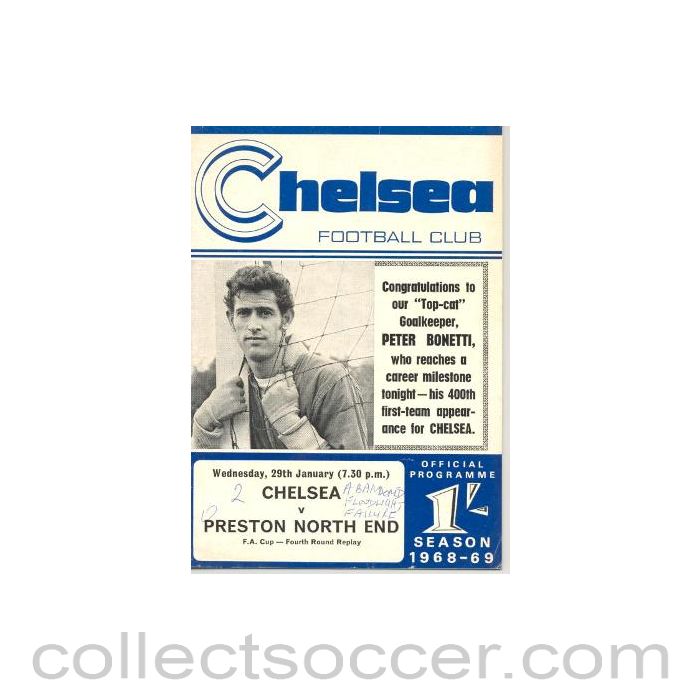 1969 - Chelsea v Preston North End official programme 29/01/1969