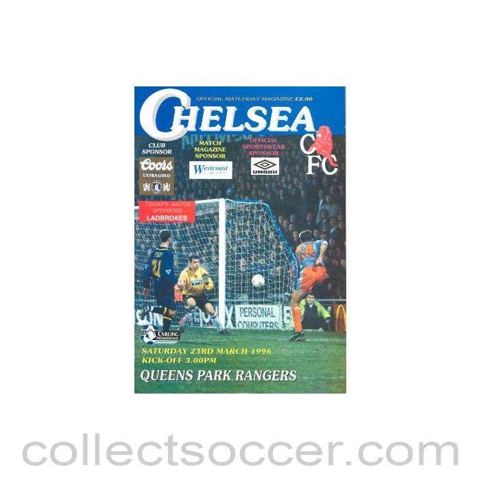 1996 - Chelsea v Queen's Park Rangers official programme 23/03/1996