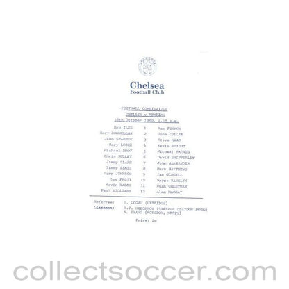 1980 - Chelsea v Reading official programme 18/10/1980 Reserves
