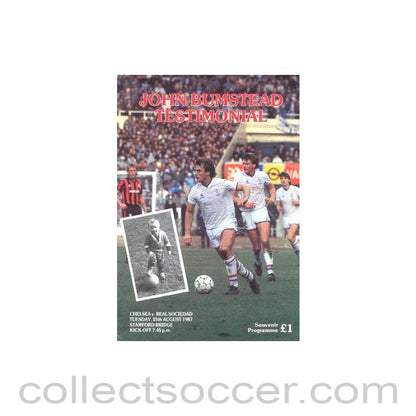 1987 - Chelsea v Real Sociedad official programme 25/08/1987 John Bumstead testimonial match