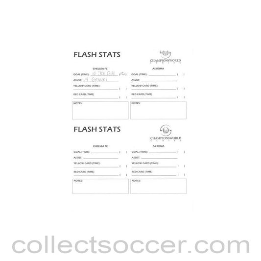 2004 - Chelsea v Roma official Flash Stats 29/07/2004 for a match played in Pittsburgh, Pennsylvania, USA