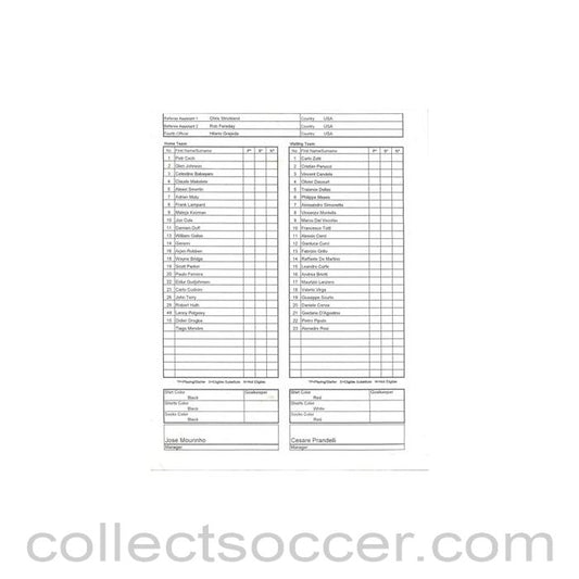 2004 - Chelsea v Roma 29/07/2004 teamsheet, Championsworld Series, in the USA