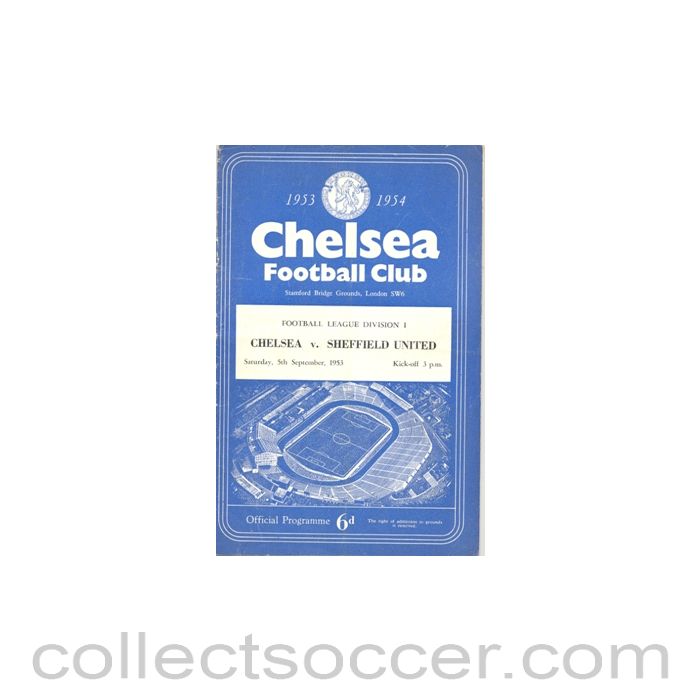 1953 - Chelsea v Sheffield United official programme 05/09/1953