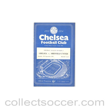 1953 - Chelsea v Sheffield United official programme 05/09/1953