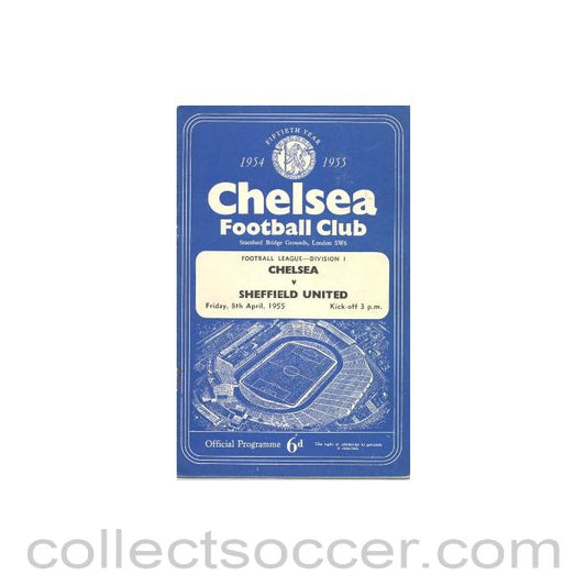 1955 - Chelsea v Sheffield United official programme 08/04/1955