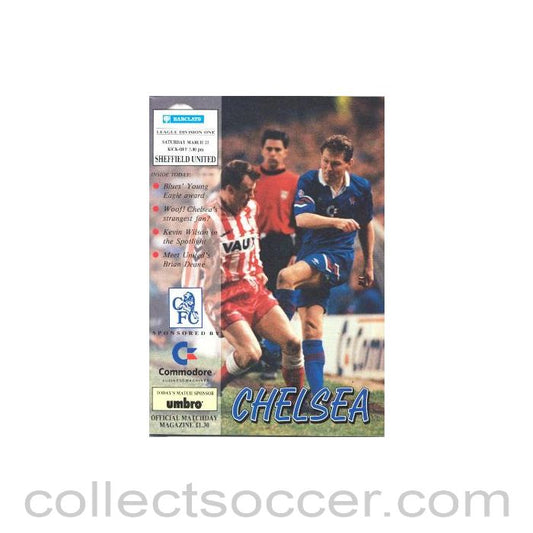 1992 - Chelsea v Sheffield United official programme 21/03/1992