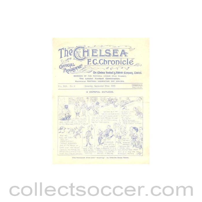 1923 - Chelsea v Sheffield United official programme 22/09/1923