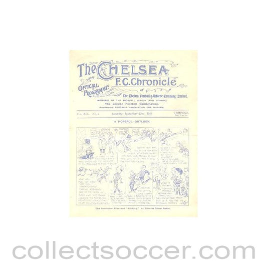 1923 - Chelsea v Sheffield United official programme 22/09/1923