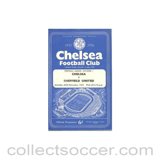 1955 - Chelsea v Sheffield United official programme 26/11/1955