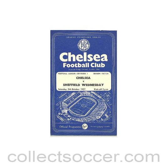 1957 - Chelsea v Sheffield Wednesday official programme 05/10/1957