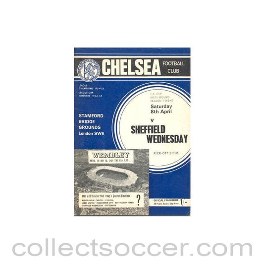1967 - Chelsea v Sheffield Wednesday official programme 08/04/1967 F.A. Cup