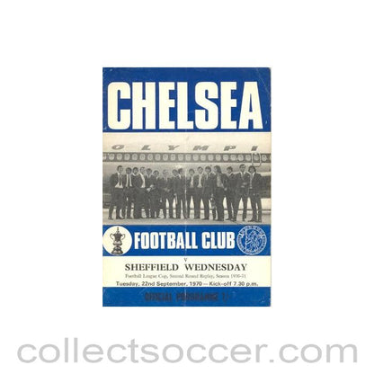 1970 - Chelsea v Sheffield Wednesday official programme 22/09/1970 Football League