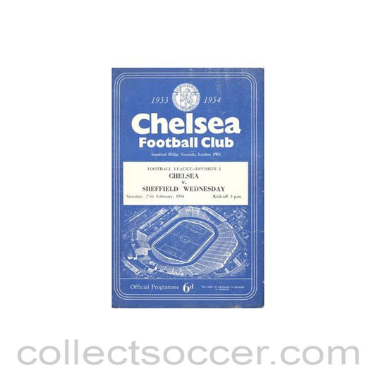 1954 - Chelsea v Sheffield Wednesday official programme 27/02/1954 Football League