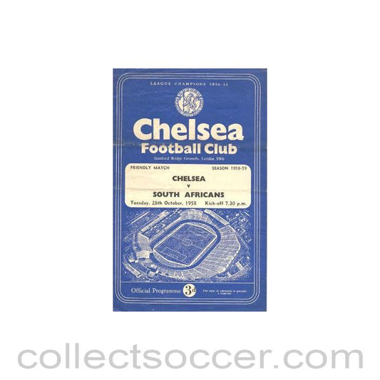 1958 - Chelsea v South Africans official programme 28/10/1958