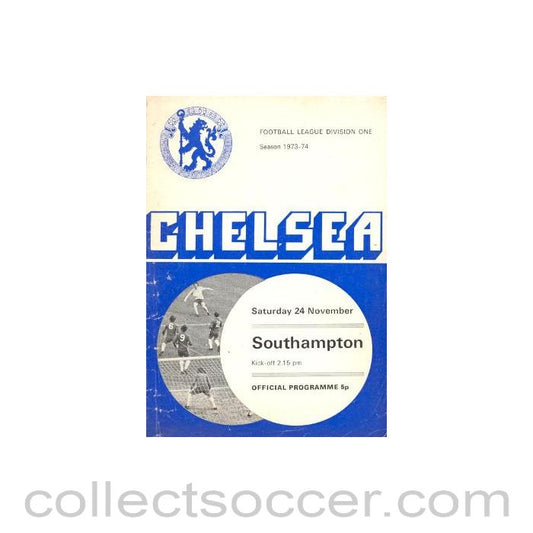 1973 - Chelsea v Southampton official programme 24/11/1973