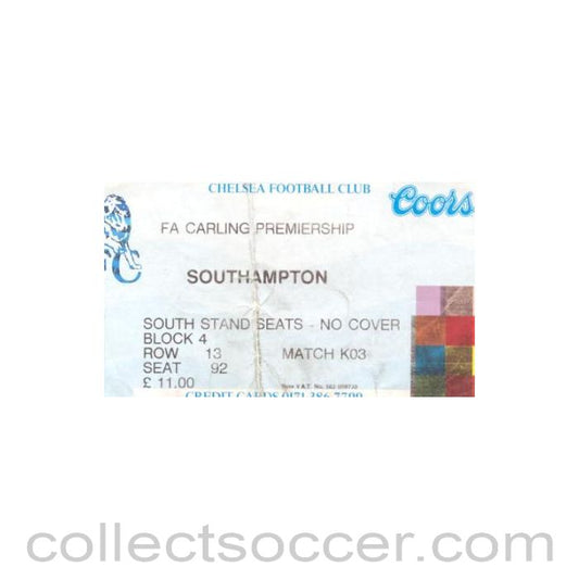 1995 - Chelsea v Southampton ticket 16/09/1995