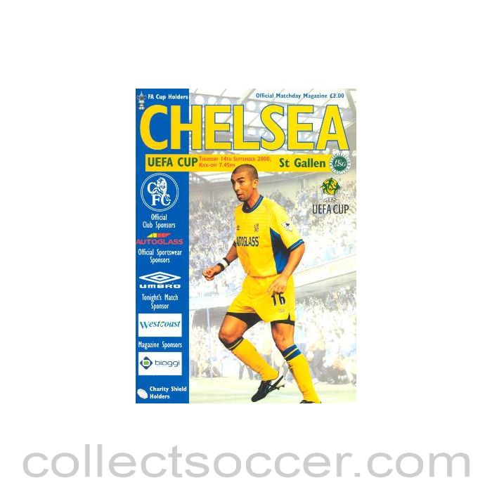 2000 - Chelsea v St. Galen, Switzerland official programme 14/09/2000 UEFA Cup