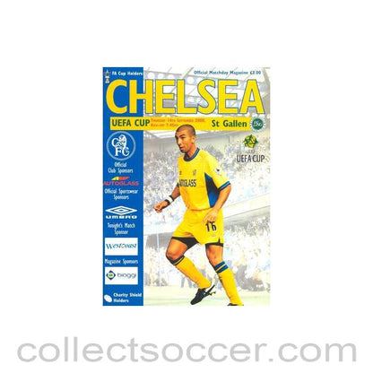 2000 - Chelsea v St. Galen, Switzerland official programme 14/09/2000 UEFA Cup