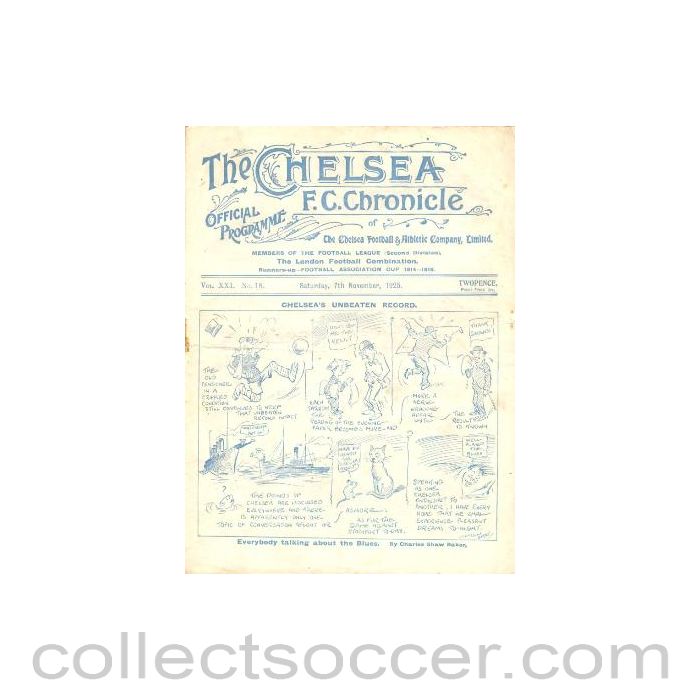 1925 - Chelsea v Stockport County official programme 07/11/1925