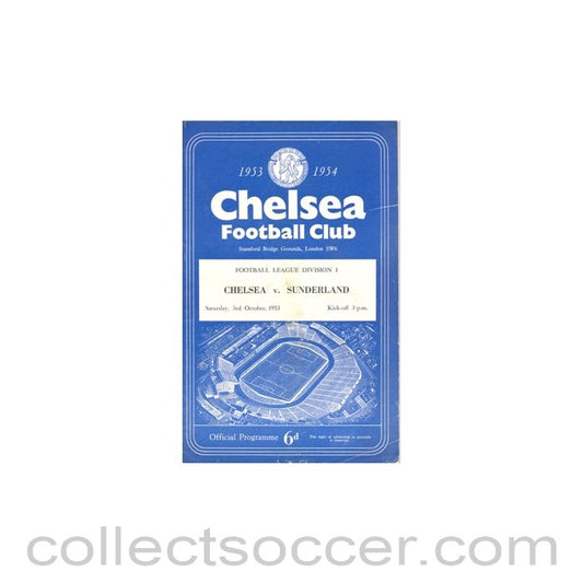 1953 - Chelsea v Sunderland official programme 03/10/1953