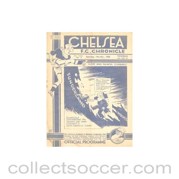 1936 - Chelsea v Sunderland official programme 14/11/1936