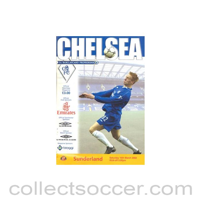 2002 - Chelsea v Sunderland official programme 16/03/2002 Premier League
