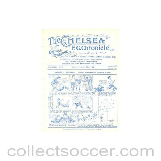 1922 - Chelsea v Sunderland official programme 21/10/1922