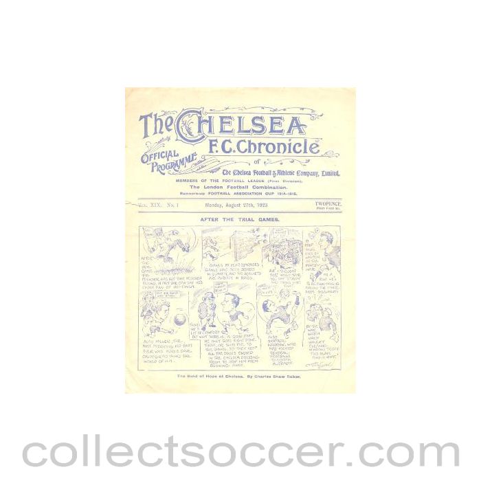 1923 - Chelsea v Tottenham Hotspur official programme 27/08/1923