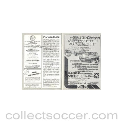 1982 - Chelsea v Tranmere Rovers official programme 06/10/1982