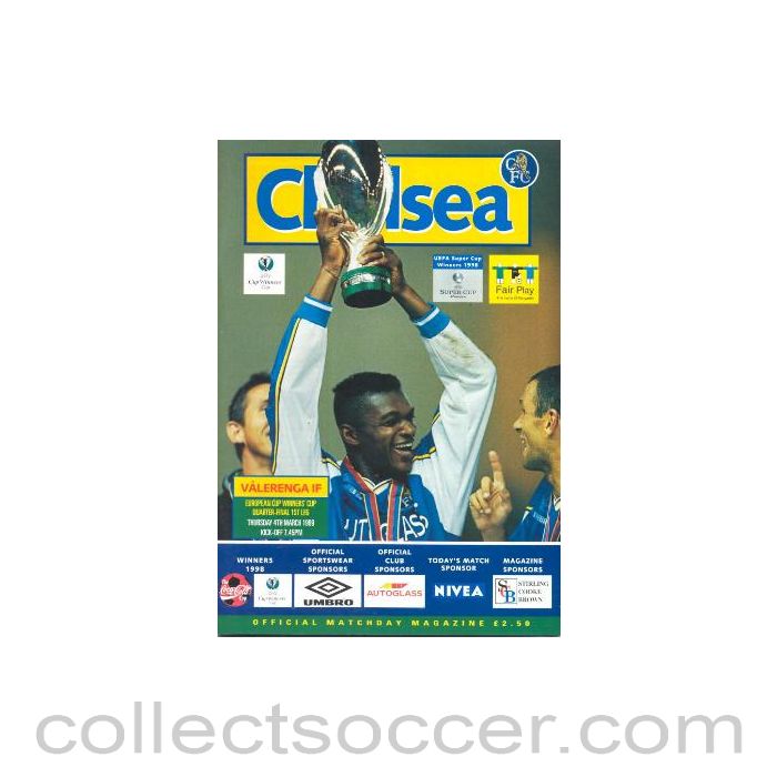 1999 - Chelsea v Valerenga official programme 04/03/1999 European Cup Winners Cup