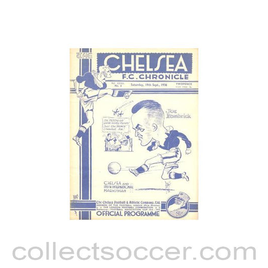 1936 - Chelsea v West Bromwich Albion official programme 19/09/1936