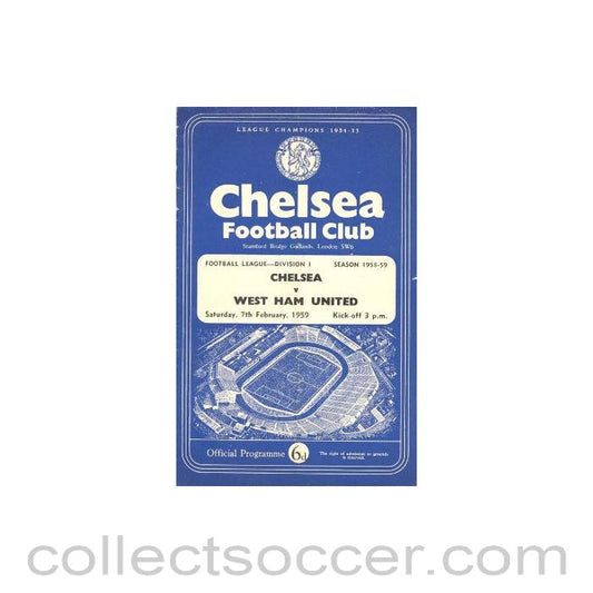 1959 - Chelsea v West Ham United official programme 07/02/1959 Football League