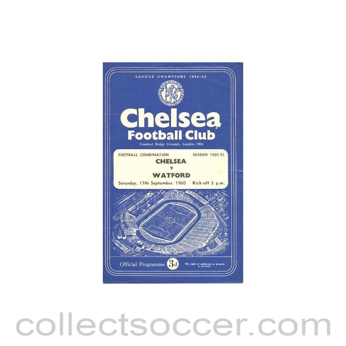 1960 - Chelsea Reserves v Watford Reserves official programme 17/09/1960