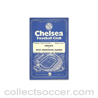 1957 - Chelsea v West Bromwich Albion official programme 11/09/1957